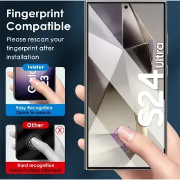 5pcs Protetor de tela cheia para Samsung Galaxy S24 Ultra S22 S23 S21 Plus Ulock de impressão digital vidro temperado para Samsung S24 Plus