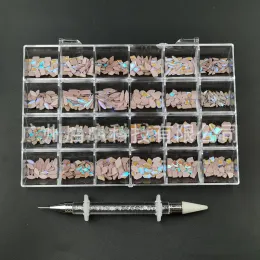 Garrafas 24 células Cristal em caixa AB 3D Flatback Glass Unh Nail Art Rhinestone