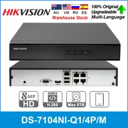 Player HikVision Original NVR DS7104NIQ1/4P/M 4CH POE NVR 6MP VIEW 4MP RECORD H.265+ SATA para POE IPC Security Video Recorder