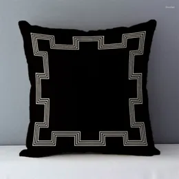 Capa de travesseiro Cobertão preto geométrico European retro case decorativa para sofá/cama travesseiro quadrado 45x45cm YLA