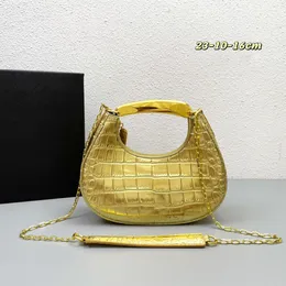 Дизайнерская сумка луна крокодила с рисунком сумочка металлическая верхняя ручка сумки золоты