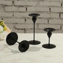 Candle Holders 3Pcs Metal Black Candlestick For Wedding Dinning Party Multiple Application