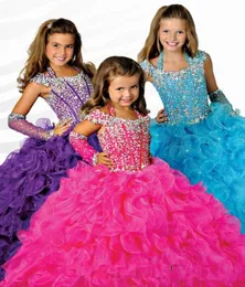 Halter Ball Howns Girls Pageant Планшки с крышкой рукавами из бусин хрустальные трубопроводы на пол LaceUp Gowns Flower Girl 8862586