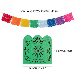다채로운 피나타 테마 페넌트 파티 멕시코 생일 축하합니다 펠트 스퀘어 배너 무지개 여름 아이 베이비 샤워 장식 깃발