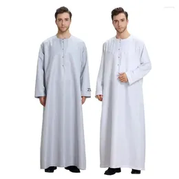 민족 의류 thobe jubba mens dubai saudi 스타일 Long Sleeve 캐주얼 아랍어 로브 이슬람 드레스 라마단 식기 도사 중동