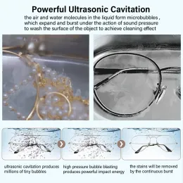 Ultrasonic Cleaner Ultrasonic Glasses Cleaning Bath 400ml High Frequency Ultrasound Washing Cleanser for Glasses Jewelry Cleaner