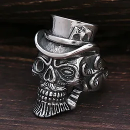 Punk Hip Hop Skull Magician Ring for Men mode 14k Gold Biker Skull Ring Personlighet smycken gåva