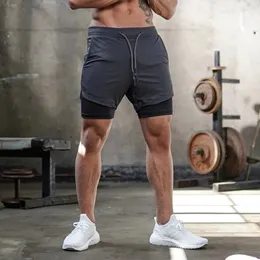 Men Shorts 2 In 1 Doubledeck Quick Dry GYM Sport Fitness Jogging Workout Sports Short Pants 240403