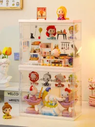 Duża pojemność tajemnicza pudełko Prezentacja figur kolekcjonerskich stojak na wyświetlacz przeciwp obie strony bąbelek Jasmine Matt Doll-Toy Organizer Box