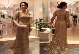 Maniche lunghe in pizzo oro gioiello Mermiad abiti da sera eleganti nuovi venibili abiti da sposa matera