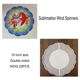 Sublimation Wind Spinner Arts and Crafts Sublimated da 10 pollici in metallo blank Ornament a doppio lati sublimati spazi vuoti fai da te casa natalizia 6963097