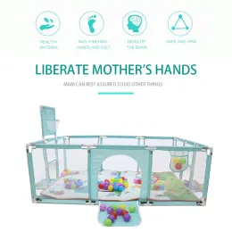 Sicherheitszone Baby -Playpen für Kinder Innenneuergeborene Kleinkind Sicherheitsbarrierzaun Kinder Spielplatz mit Basketballrahmen