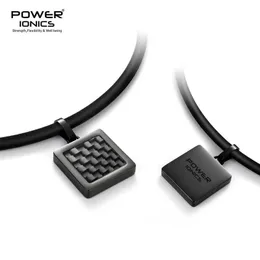 Подвесные ожерелья Power Ionics Natural German Anion Black Carbon Fiber Square Anion Collece Двойное ношение