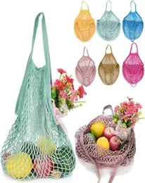 Pink Reusable Grocery Produce Bags Cotton Mesh Ecology Market String Net Shopping Tote Bag Kitchen Fruits Vegetables Hanging Bag2026766
