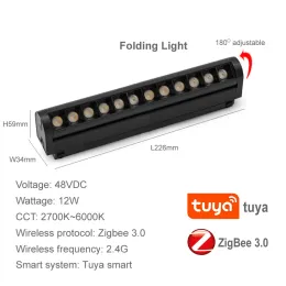 Zigbee Tuya Magnetic Track светильника прожектовы прожекторы Dimmable Ultrathin Rail Spot светодиодные потолочные лампы 48 В