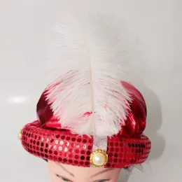 Cosplay Props Cap for Aladdin Hat Halween Masquerade Children Hats Party Stage Show Feather Hat Assume Assume