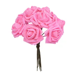 5/10/20pcs 6 cm złota srebrna róża kwiat brokat Flower Flower Artificial Rose Bukiet Wreńczyk dekoracyjny świąteczny ślub