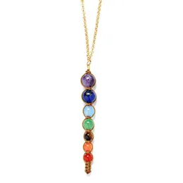 Collane a sospensione Lava multi -colorata 7 terapia chakra bilanciata collana per perline per donne e cittadani di gioielli spirituali di yoga spirituale