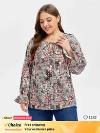 Camicette da donna blusa stampa floreale cravatta manica di balza eleganti camicie e offerte abiti da donna giovane estiva 2024