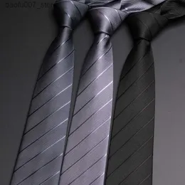 Nackband Ny 8 cm svartgrå slips brudgum bröllop slips sned strips kostym tillbehör hand tieq