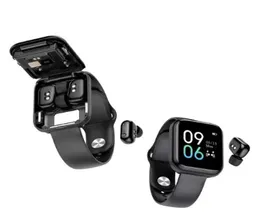 Earbuds Smart Watch TWS bezprzewodowe słuchawki Bluetooth Watches 2 w 1 Kontrola muzyki Wodoodporne sportowe sporty smartwatch z głową 4812513