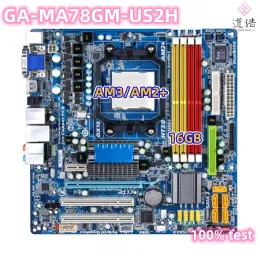 Moderkort för Gigabyte GAMA78GMUS2H Moderkort 16GB 2*PCI AM3/AM2+ AM2 DDR2 Micro ATX 780G Mainboard 100% Testat fullt arbete