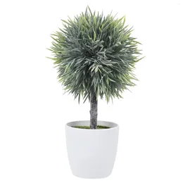 Flores decorativas Decoração de plantas esféricas artificiais Decoração de casa Faux Plants Indoor Desktop Plastic Office