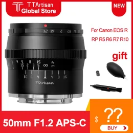 액세서리 새로운 TTARTISAN 50mm f1.2 CANON EOS RP R5 R6 R7 R10 CANON RF MOUNT APSC 대형 조리개 MF 카메라 렌즈를위한 카메라.