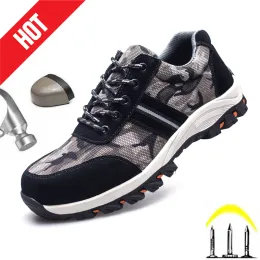 Boots New Men Safety Working Shoes Breathable Work Boots Protective Steel Toe Cap Shoes Indestructible Camouflage Shoes Freeshipping