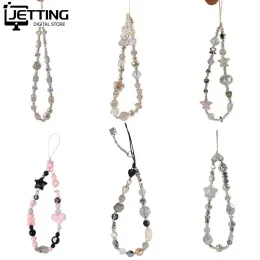 Y2k Silber Clear Star Perle Keychain Telefon Charme Cute Bear Lanyard Handy -Gurt Anhänger für Mobiltelefonzubehör für Frauen