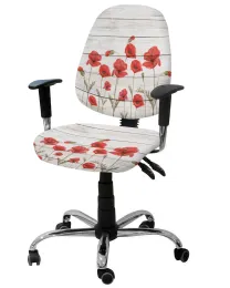 Red Poppy Flower Wood Board elastischer Sessel -Computerstuhlabdeckung Abnehmbarer Bürostuhl Slipcover Split Sitzabdeckungen