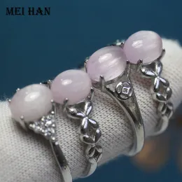 Meihan grossist naturlig kunzite pärla sten ovala pärlor justerbara ringkvinnor för smycken gör gåva