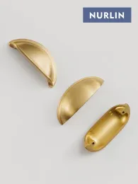 Nurlin Brass Cup Shape Pull Handle Cabinet Drawer Handles Vintage Pastoral Knobs Drop Shipping