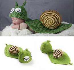 Newborn Pography Props Snail Hand Crochet Knit Baby Beanie Caps Children Hats with Cape Hats for Infant Fotografia Po Prop4351901