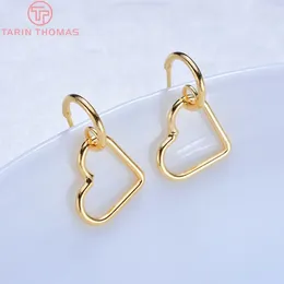 Stud Earrings (2158)6PCS 12MM 24K Gold Color Plated Heart High Quality DIY Jewelry Making Findings Accessories