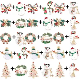 Spettame 2 pezzi/lotto in lega di Natale Garland Bells Enamel Snowman Tree Christmas Pin Gift Fashion for Women Children