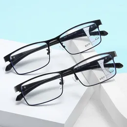 Occhiali da sole mezza cornice occhiali da lettura multifocali progressivi HD Lens Sight Presbyopia Eyele Glasses Vintage Blue Light Blocking Eyewear