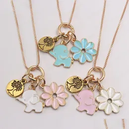 Pendant Necklaces Fashion Elephant Flower Pendants Necklace Girls Kids Chain Charm Jewelry 1Pcs Drop Delivery Dhzlg