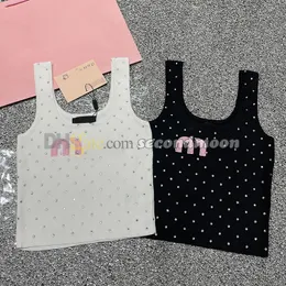 Full Rhinestone Tanks Top Women Letter Embroidered Vest U Neck Knits T Shirt Sleeveless Vests