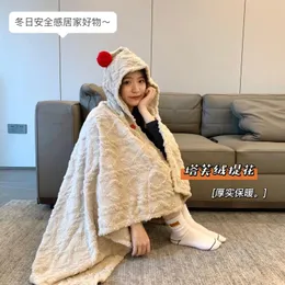 Cobertores Jacquard Plush capuz Shawl Blanket Office Nap Winter Home Bom coisa bem