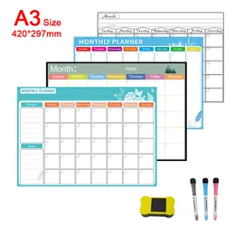 A3 A3 Dry Erase Magnetic Monthly Weekly Calendar Markers Whiteboard ، Fridge Magnet Daily Message Memo Deltingerator