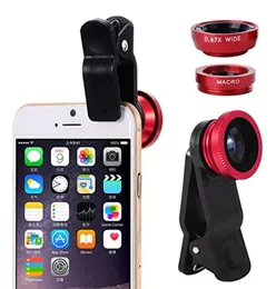 Fisheye Lens 3 in 1 휴대 전화 렌즈 IPhen 7 6S Plus 5S5 Xiaomi Huawei Samsung2961697 용 1 개의 휴대폰 렌즈 생선 안구 광각 매크로 카메라 렌즈