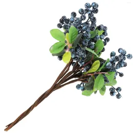 Dekorative Blumen 5pcs künstliche blaue Berry Stängel Blumensprays Obst -Picks für Weihnachten Hochzeitsarrangementzubehör Dekoration