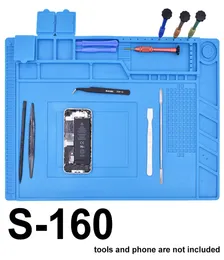 Nuovo arrivato S160 45 x 30 cm Caschetto in silicone in gomma blu con tappetino di riparazione magnetica Isolamento di calore BGA Saldatura Stazione di riparazione 5PCSLO2602372