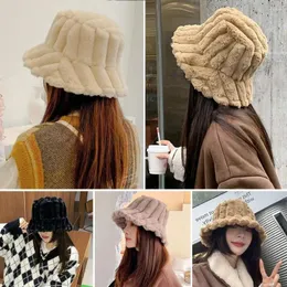 Boinas Faux Fur Plexh Bucket Hat Outdoor Plus Velvet Warm Fisherman Bon Groy Furry Sun Women