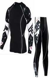 Conjuntos de compressão de fitness mais recentes camiseta Men 3D MMA CrossFit Muscle Shirt Leggings camada de base Tops apertados Good8614335