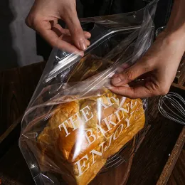 Tetp 50pcs Şeffaf ekmek torbaları tutamaçlı parti ile 450g tost ambalajı için el yapımı.