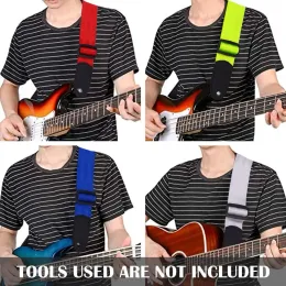 Akustik Gitar Kayışı Deri Ayarlanabilir Siyah Kırmızı Mavi Kayış Elektro Gitar Kemer Kayışı Aksesuarlar Müzik Aletleri
