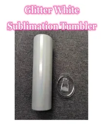 20 onças de sublimação glitter copos retos com palha de aço inoxidável garrafas de água dupla isolada copo de vácuo Copo A137015951