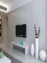 Moda não tecida Finguando listras verticais papel de parede para sala de estar de salas de trabalho paredes de parede de parede de casas 3D Cinza prata1612590